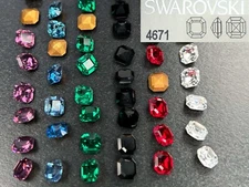 Swarovski Art 4671, 6mm Vintage Square Octagon Emerald-Cut Pointed Back Stones