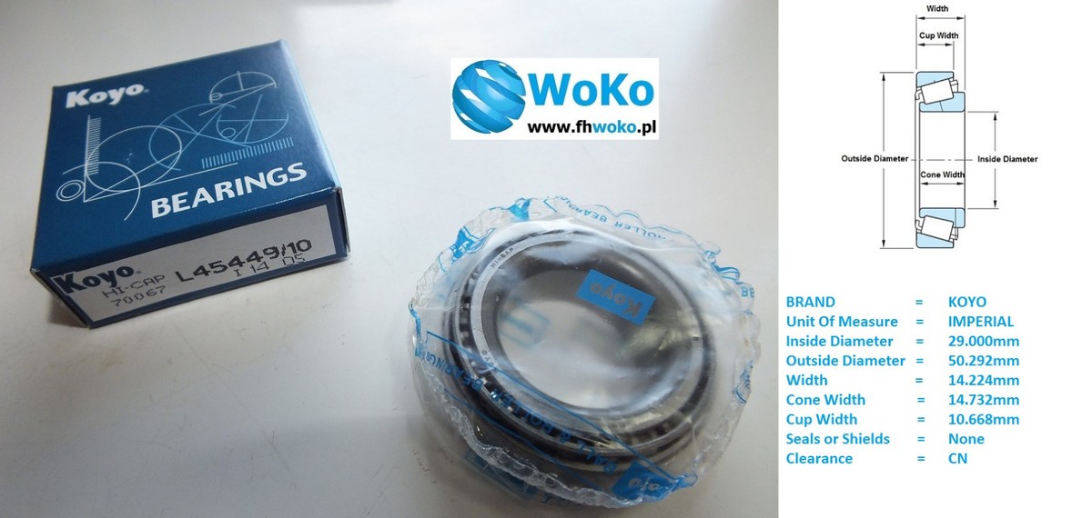 MM様 Taper Roller Bearing - L 45449/L 45410 - 45449/45410 29x50,29x14