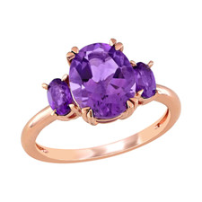 2ct Simulated Amethyst Engagement Ring Solitaire Trilogy 14k RoseGold Plated