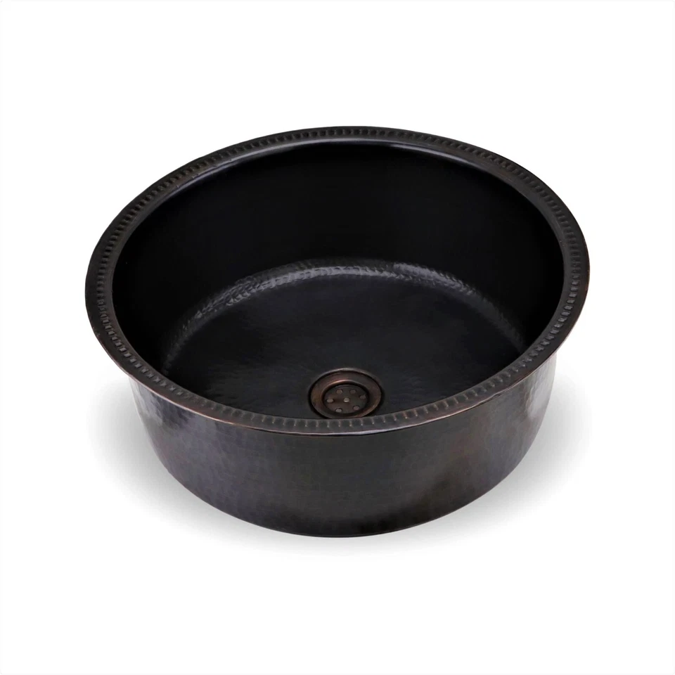 Fregadero de cobre turco hecho a mano de 16"" x 6"", lavabo de cobre para baño y lavabo, decoración. Foto 2 de 3