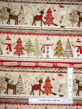 Christmas Fabric Deer Santa By The Yard Stripe Holiday Stitches Cotton by SPX