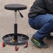 Rolling Garage Stool Adjustable Mechanic Work Shop Seat with 5 Caster 300LBS USA
