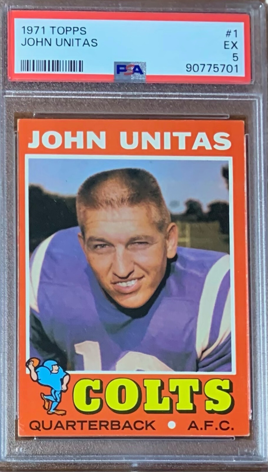 1971 Topps Football #1 Johnny Unitas Baltimore Colts PSA 5