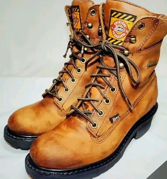 justin original work boots men Size 7D Wk613-0511 UK