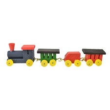 NIP Vintage Wooden Miniatures Collectibles 4 Piece Train Set Item 6008 Colorful