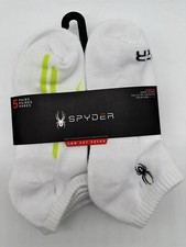 NEW 5 PAIR PACK MENS SPYDER HALF CUSHION LOW CUT SOCKS LARGE WHITE COMFORT WELT