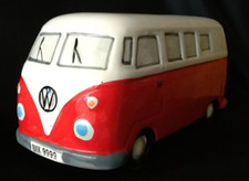 alte VW T1 Bulli Bus wei&szlig; rot Handbemalt Keramik Spardose Sparb&uuml;chse  20 cm TOP