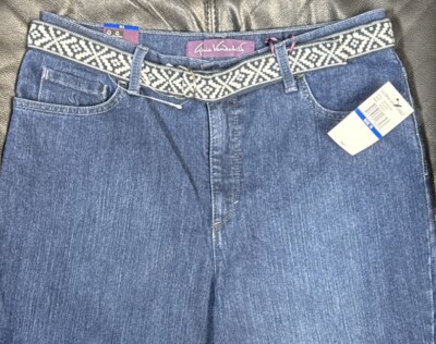 NWT Gloria Vanderbilt Amanda Capri Jeans Dark Wash Ring Belt Mid Rise Stretch 10
