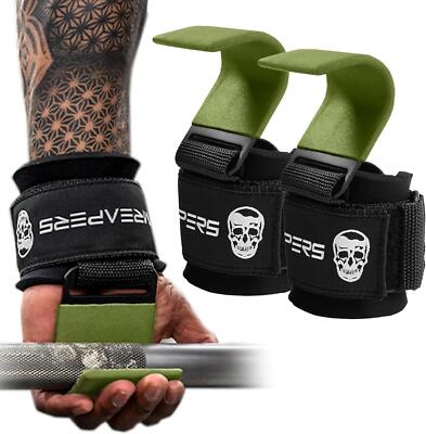 Gymreapers Weight Lifting Hooks (Pair), Heavy Duty Power Wrist Straps Hand Grip