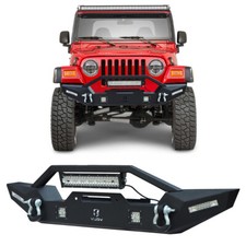 Textured Front Bumper With D-rings And Winch Plate For 97-06 Jeep Wrangler Tj