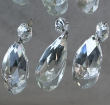 1 Lg vintage Czech ITALY Double dome Crystal Glass Prism Lamp Chandelier Part 