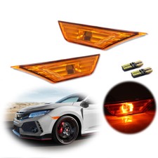 For 2016-2021 Honda Civic Side Marker Lights Corner Lamps W Amber Led Bulbs Kit