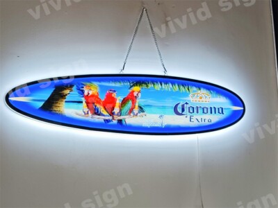 32''x8'' Beach Parrot Corona Extra Beer LED Lighted Sign 3D Vivid Print Neon Lamp