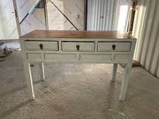 Large &lsquo;shabby Chic&rsquo; Haberdashery unit With 3 Draws And Matal Ruler In Blue