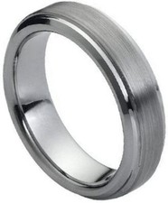 6mm Tungsten Carbide High polish Side cuts and Brushed finish Wedding Band Ring
