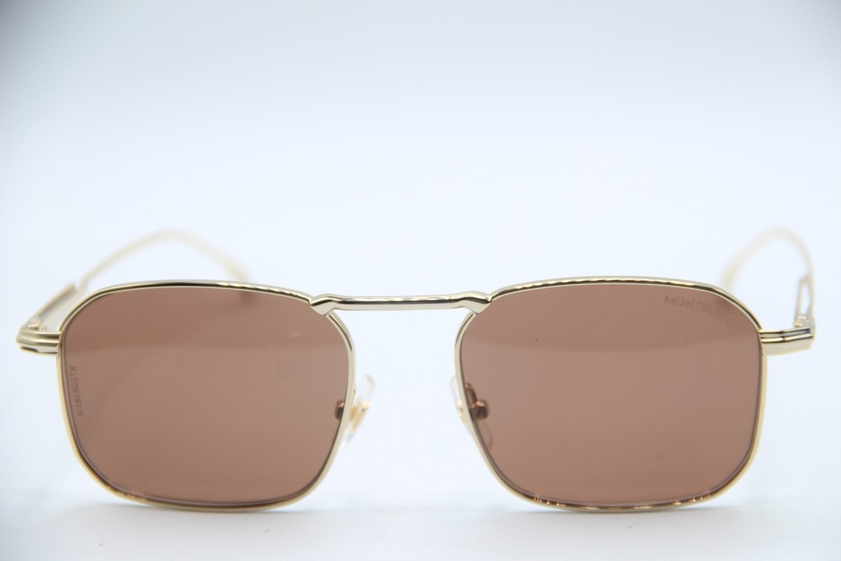 NEW MONTBLANC MB0218S 002 GOLD AUTHENTIC DESIGNER SUNGLASSES W