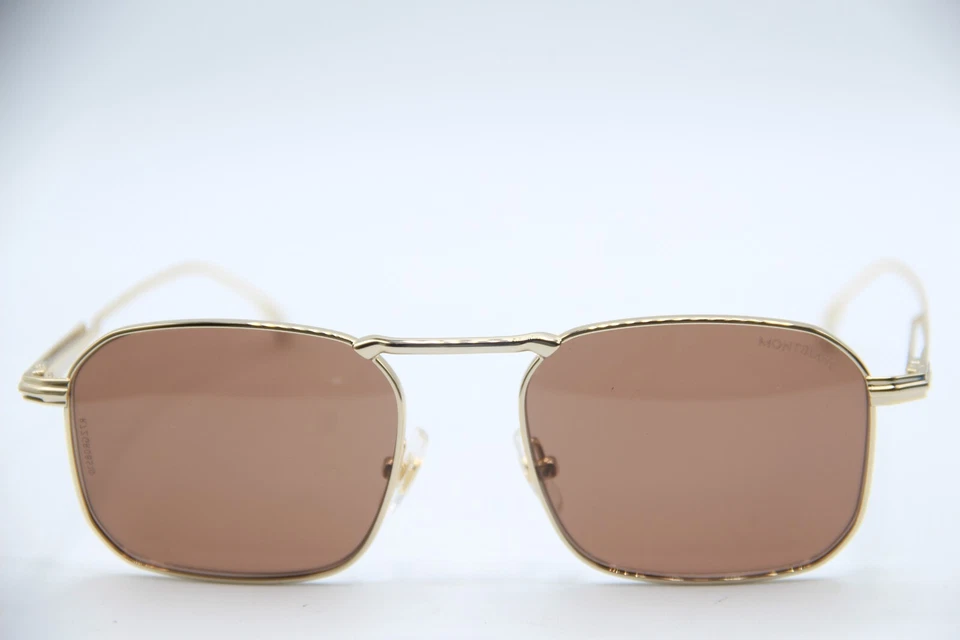 NEW MONTBLANC MB0218S 002 GOLD AUTHENTIC DESIGNER SUNGLASSES W/CASE 53-19 - Image 2 of 4