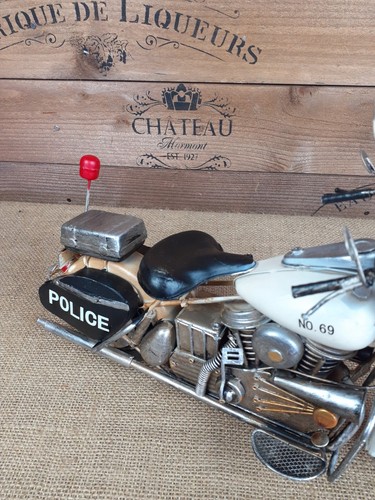 Retro Style Tin Metal Decorative American Police Motorcycle motorbike Model - Picture 12 of 17