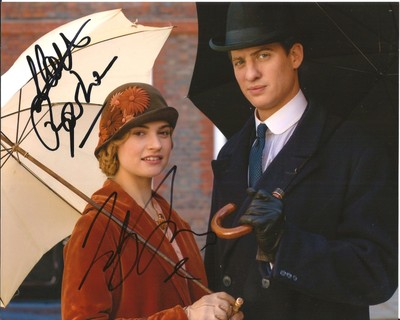 Hand Signed 8x10 photo LILY JAMES & MATT BARBER in DOWNTON ABBEY + my COA