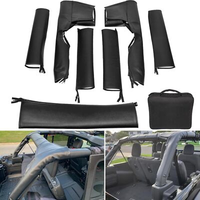 Roll Bar Cover Padding Leather For 2018-2024 Jeep Wrangler JLU Sahara Rubicon