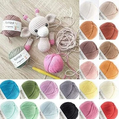 ROSÁRIOS 4 Amigurumi Crochet Cotton Yarn 20x Multicolor Packs Crochet Yarn Packs - 400g