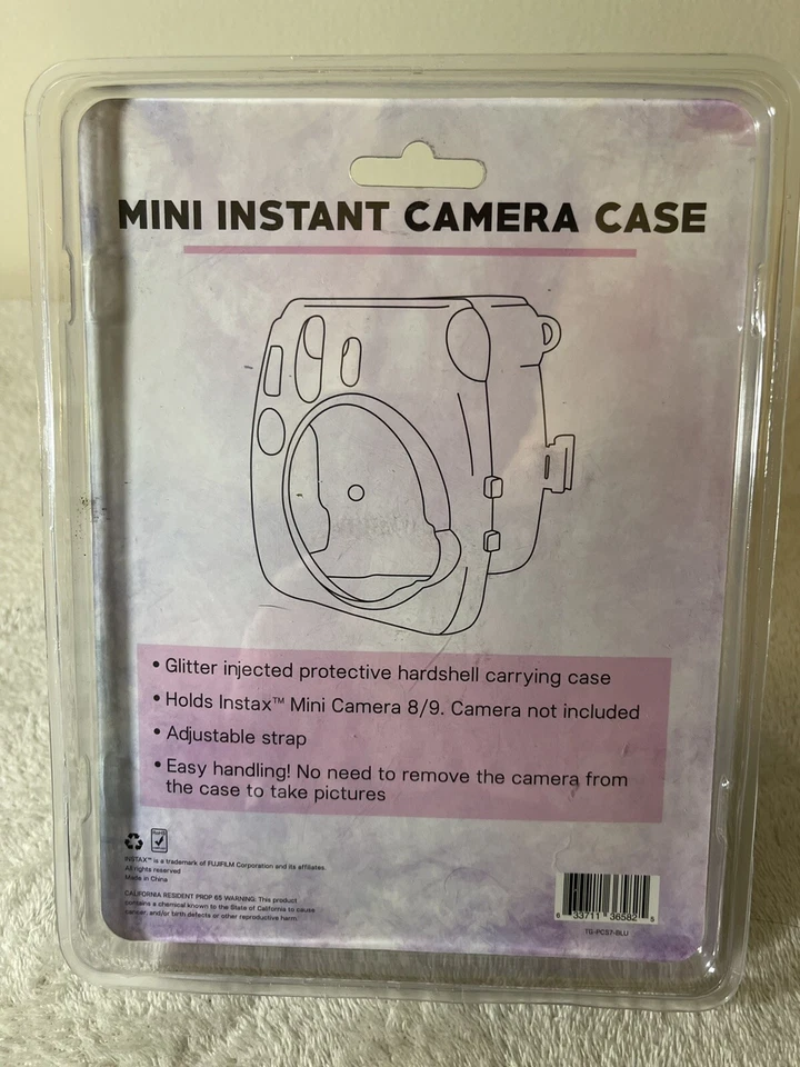 Mini Estuche para Cámara Instantánea con Correa para el Hombro - Estuche Rígido Brillo AZUL Foto 2 de 2