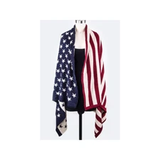 New 100% Acrylic Knit Patriotic American Flag Thick Wrap Scarf Shawl 4th of July