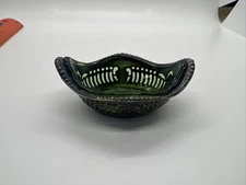 Vintage Condiment Holder/ Salt Cellar with Green Glass Liner Stamped EPNS