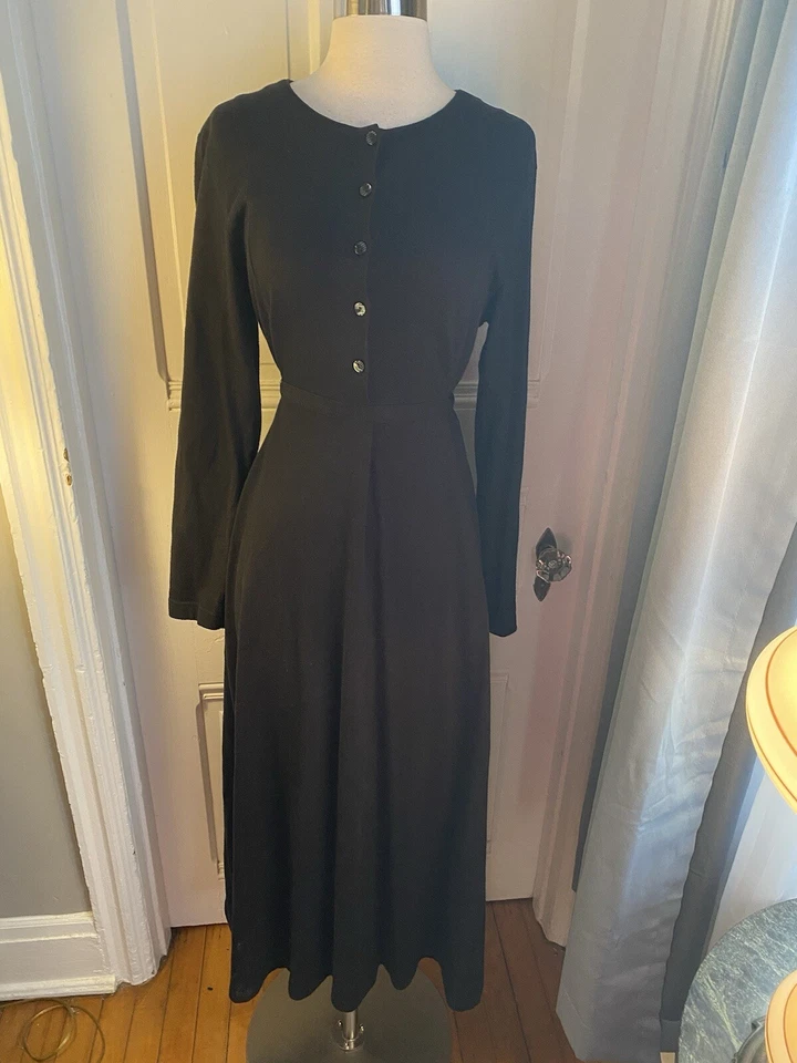 VESTIDO DEPORTIVO JONES NEW YORK LARGO NEGRO AJUSTADO Y ACAMPANADO 100% ALGODÓN - TALLA - ¡ENCANTADOR!! Foto 2 de 4