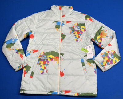 Vans x Save Our Planet Earth World Map Puffer Repreve Jacket Men s SZ M New!!