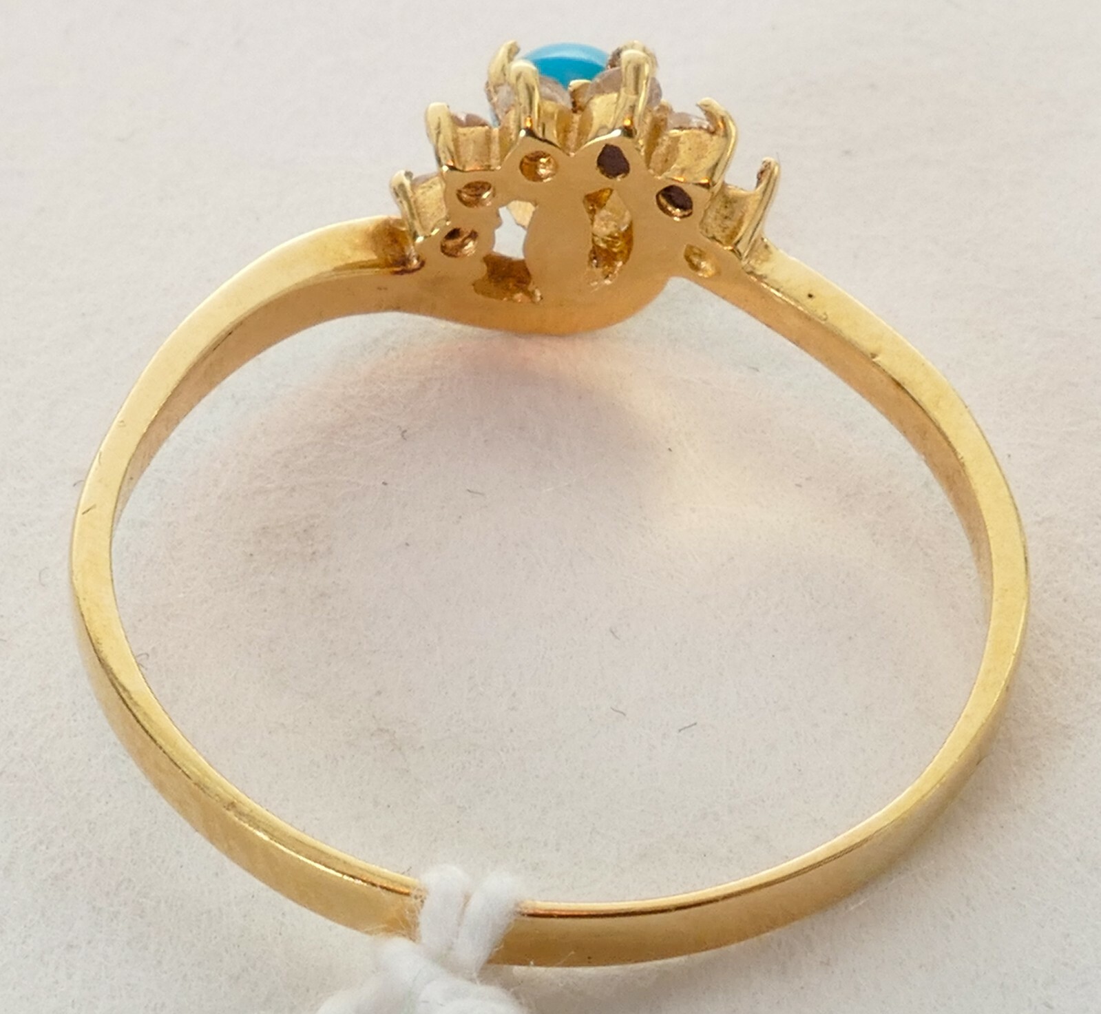 9 Carat Gold Ring Bright Blue Colour Semi Precious Stone Size T - 2.5g WYPRZEDAŻ, popularna WYPRZEDAŻ