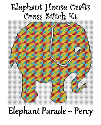 ~ Elefant Parade Percy ~ Kreuzstich-Set ~ Größe ca. 7 Zoll x 7 Zoll auf 14 Stück ~