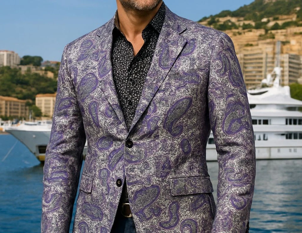 JOHN GALLIANO Blazer Abrigo Deportivo Gaceta Periódico Paisley Floral Sin For... - Imagen 4 de 4