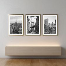 New York City Posters set of 3 - B&W wall art - Bedroom & Living Room decor