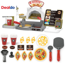 Pretend Play Store Coffee Playset Kids Coffee Maker Play Set Pizzas Shop with Ca