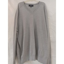 Banana Republic Mens Italian Merino Wool V-Neck Sweater Grey XXL Baruffa