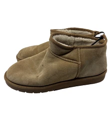 Camel Crown Black Faux Suede Ankle Boots Pull On Shoes Faux Fur Men's Size 12.5