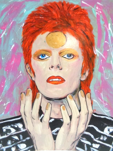 Colorful MUSIC Singer  DAVID BOWIE ZIGGY STARDUST  Abstract  Painting  8X10
