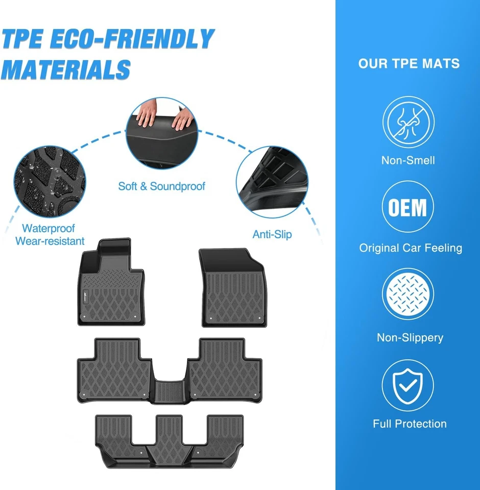 Nilight TPE Floor Mats for Volvo XC90 2016-2024 Only for Plug-in Hybrid Models - Image 3 of 4