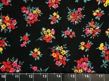 Tina Scrap 9"x21" Flower Floral Pink Rose Garden Spring Black FABRIC COTTON