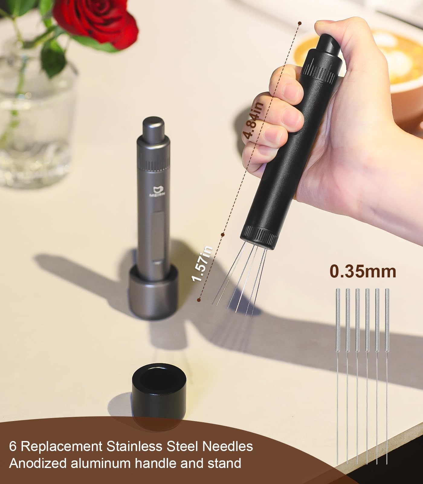 Retractable WDT Espresso Distribution Tool Espresso Stirrer Tools, 0.35mm 6 N...