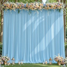 10ft x 10ft Baby Blue Backdrop Curtains Wrinkle Free Polyester Drapes