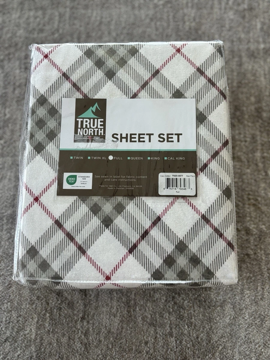 True North Full Warm Flannel Bed Set, Ultra Soft Cold Weather Bedding Red Plaid