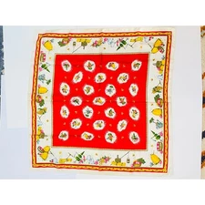 Vintage Pierre Deux 100% Square Silk Scarf Red Provencal French Country Basket