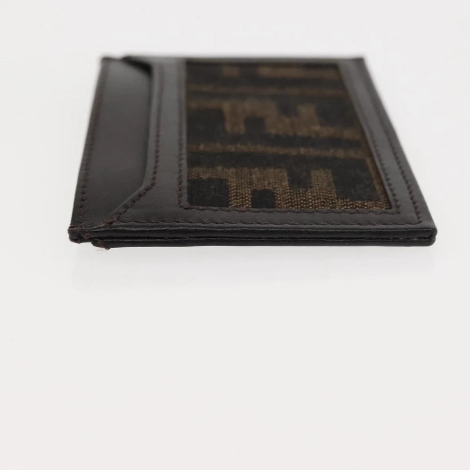 Estojo de cartão de lona FENDI Zucca preto marrom autêntico am9297 - Imagem 4 de 4