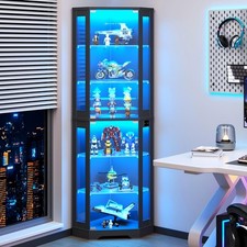 71 Corner Display Cabinet Wglass Shelves 6-tier Curio Cabinet W3-color Light 71 Corner Display Cabinet Wglass Shelves 6-tier Curio Cabinet W3-color Light
