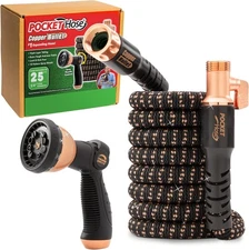 Pocket Hose Copper Bullet With Thumb Spray Nozzle Expanding 25 Ft.