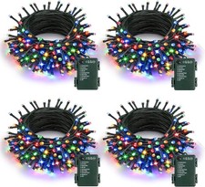 Battery Operated Christmas Lights - 4 Pack Total 66Ft 200 Leds Multicolor Christ