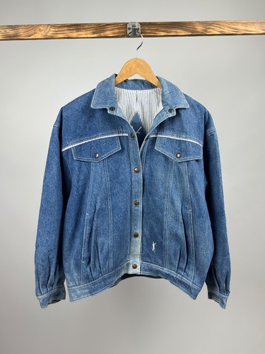 Saint Laurent, Vintage Yves Saint Laurent 90s Denim Bomber Jacket