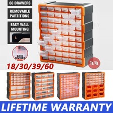 18/39/60 Multi Drawer Organiser Nail Screw Storage Cabinet Unit Garage Tool Box